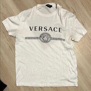 Versace White Graphic Tee for Men